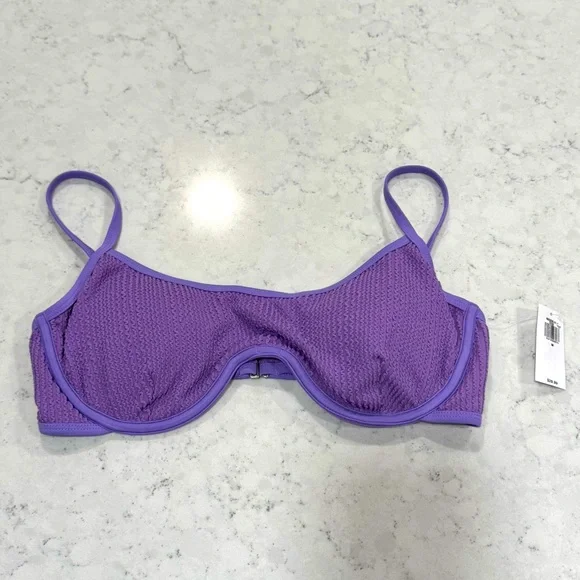 NWT Old Navy Ribbed Textured Lavender Bikini Top Underwire Adjustable Straps - Picture 2 of 11